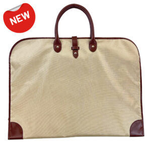 Borsa Porta Abiti in Poly Oxford Beige con Dettagli in Similpelle Marrone