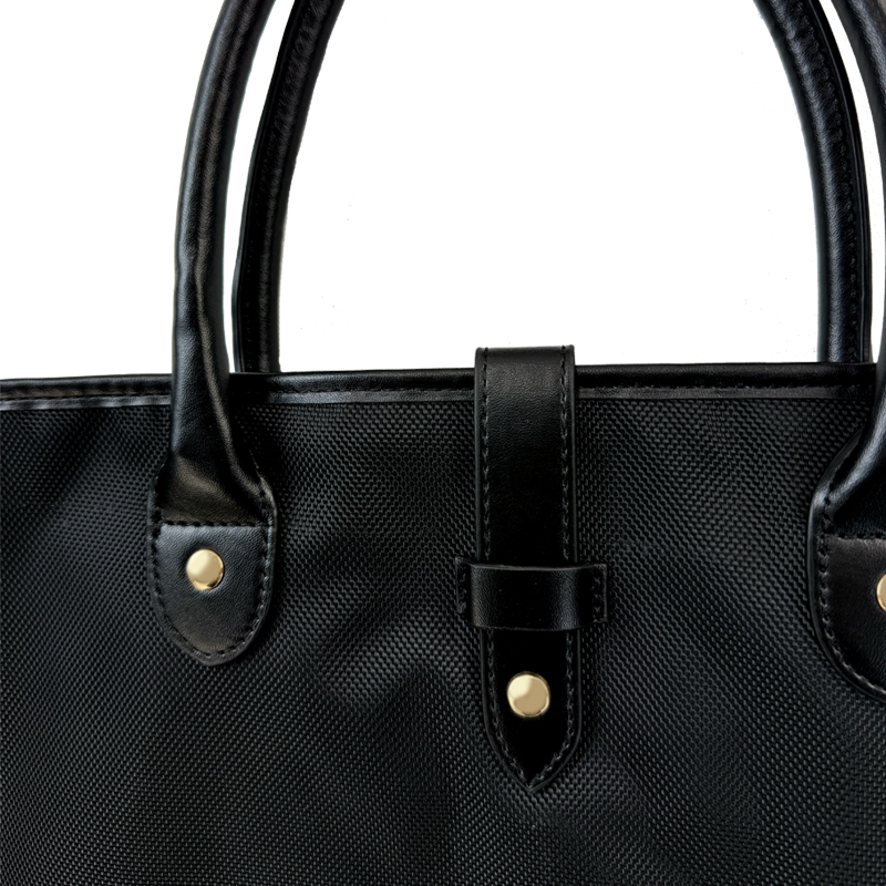 Borsa Porta Abiti in Poly Oxford Nero con Dettagli in Similpelle Nero - immagine 5