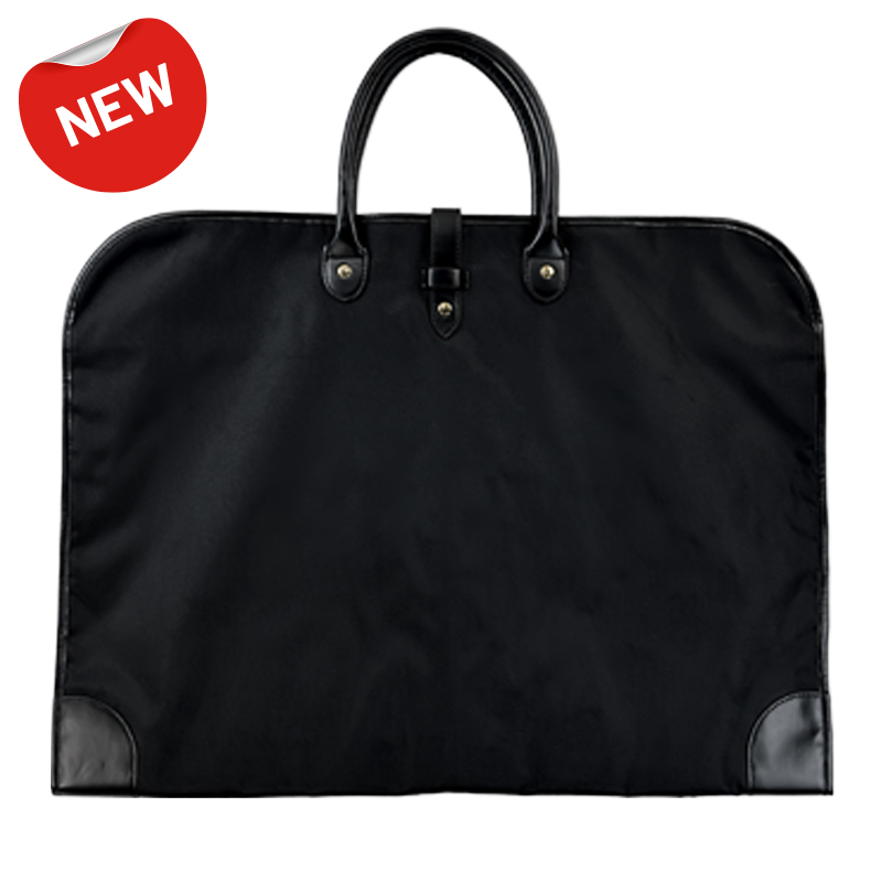 Borsa Porta Abiti in Poly Oxford Nero con Dettagli in Similpelle Nero